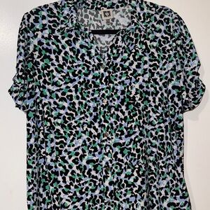 Anne Klein Multicolor Leopard Print Blouse